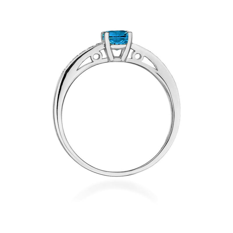 Inel Aur 14K cu Topaz London Blue 0.50 ct si Diamante Naturale 0.05 ct, imaginea 7 din 12