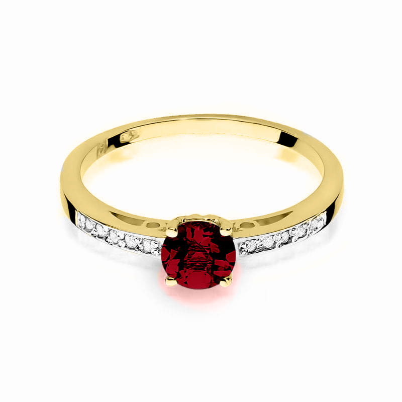 Inel Aur 14K cu Granat 0.60 ct si Diamante Naturale 0.05 ct, imaginea 2 din 12