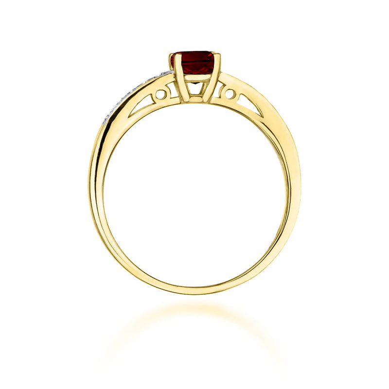 Inel Aur 14K cu Granat 0.60 ct si Diamante Naturale 0.05 ct, imaginea 3 din 12