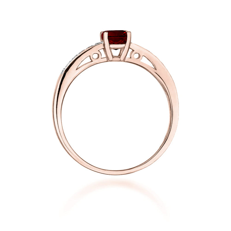 Inel Aur 14K cu Granat 0.60 ct si Diamante Naturale 0.05 ct, imaginea 7 din 12
