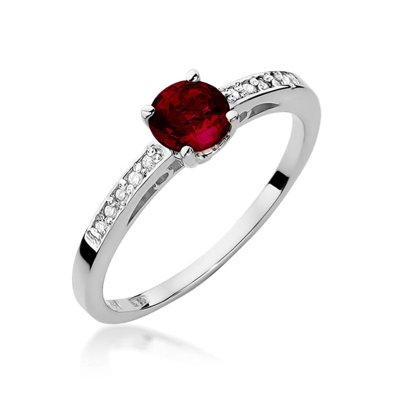 Inel Aur 14K cu Granat 0.60 ct si Diamante Naturale 0.05 ct, imaginea 9 din 12