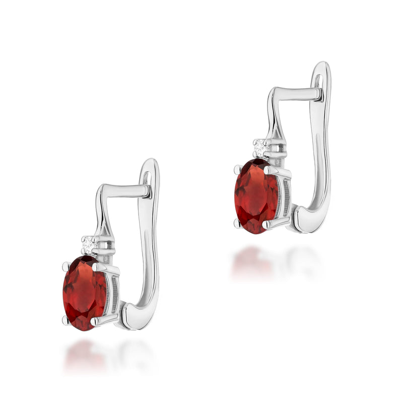 Cercei Aur 14K cu Granat 0.50 ct si Diamante Naturale 0.03 ct, imaginea 5 din 6