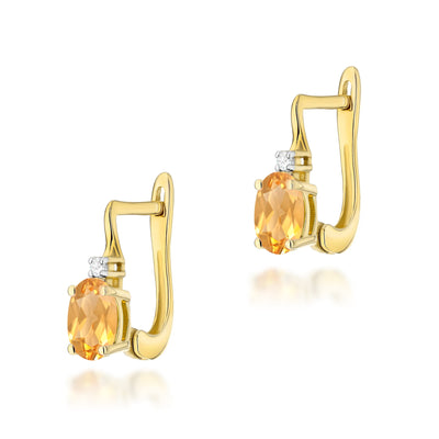 Cercei Aur 14K cu Citrin 0.60 ct si Diamante Naturale 0.03 ct