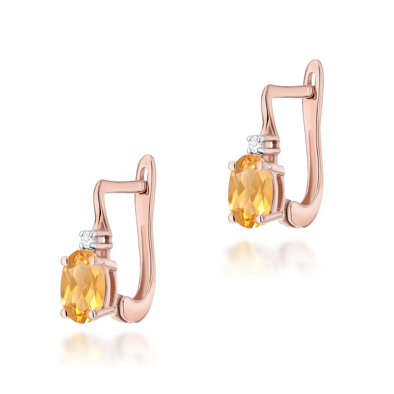 Cercei Aur 14K cu Citrin 0.60 ct si Diamante Naturale 0.03 ct, imaginea 3 din 6