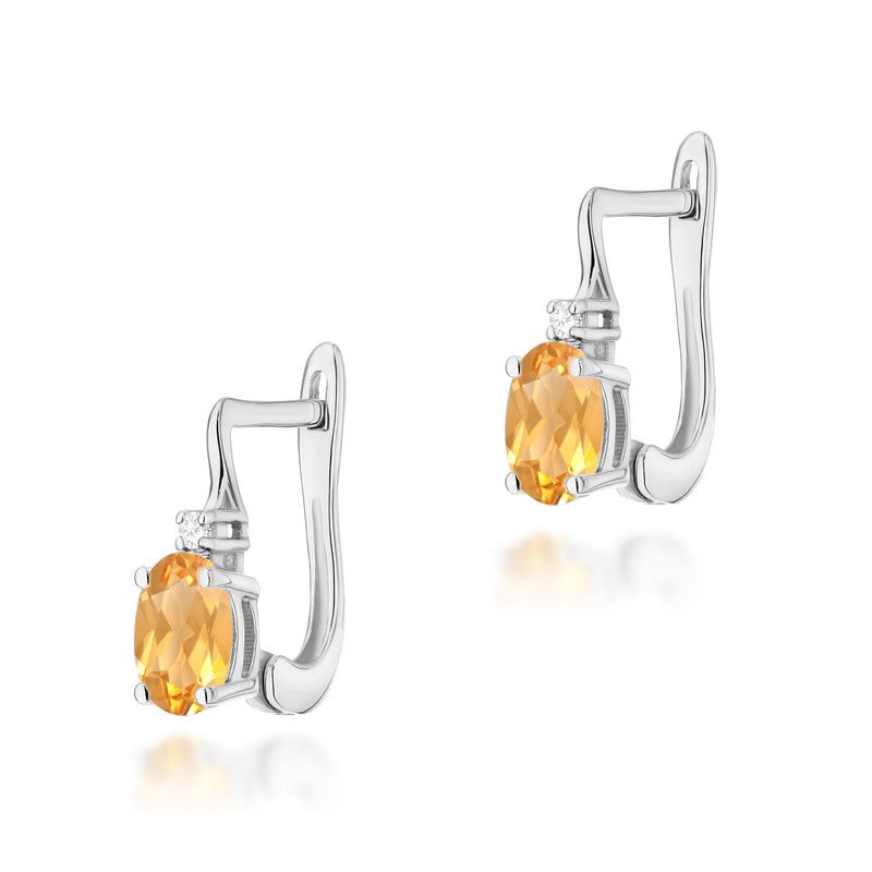 Cercei Aur 14K cu Citrin 0.60 ct si Diamante Naturale 0.03 ct, imaginea 5 din 6