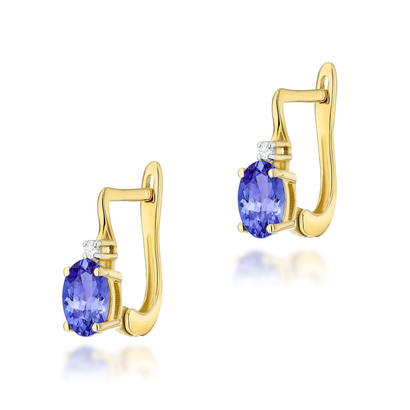 Cercei Aur 14K cu Tanzanit 0.40 ct si Diamante Naturale 0.03 ct — Aur galben