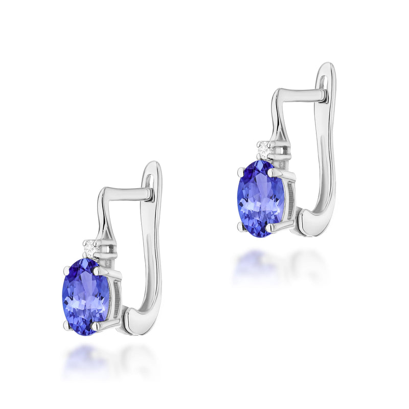 Cercei Aur 14K cu Tanzanit 0.40 ct si Diamante Naturale 0.03 ct, imaginea 5 din 6