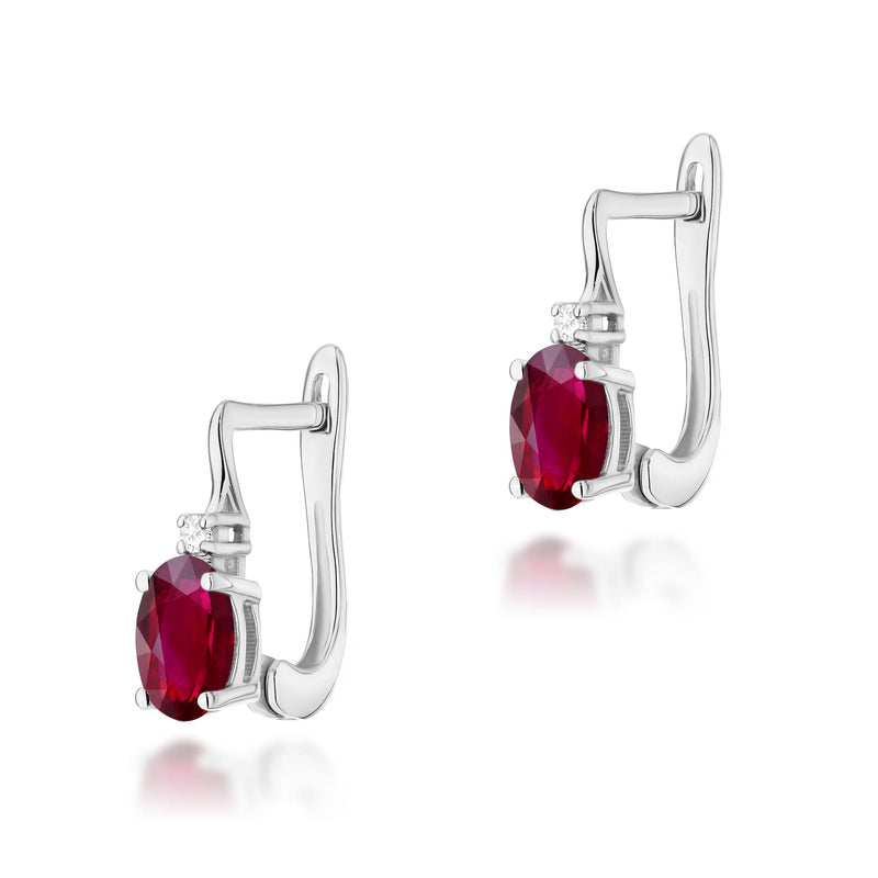 Cercei Aur 14K cu Rubin 0.60 ct si Diamante Naturale 0.03 ct, imaginea 5 din 6