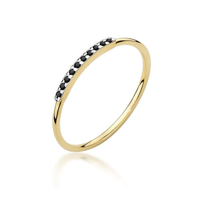 Inel Aur 14K cu Diamante Naturale Negre 0.05 ct