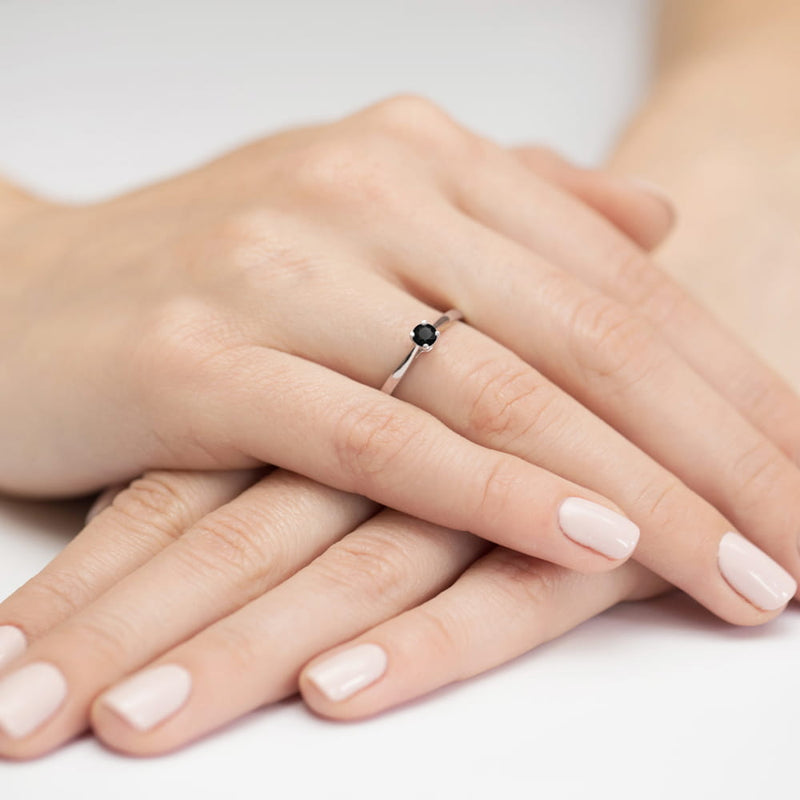Inel Aur 14K cu Diamant Natural Negru 0.20 ct, imaginea 12 din 12