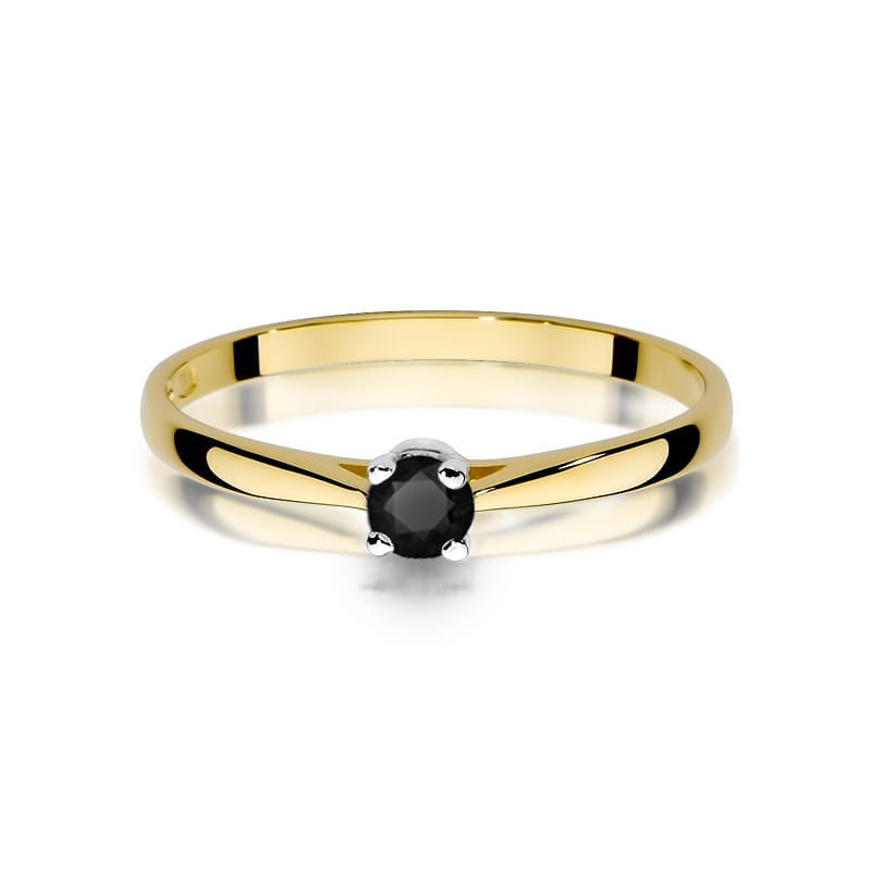 Inel Aur 14K cu Diamant Natural Negru 0.20 ct, imaginea 2 din 12