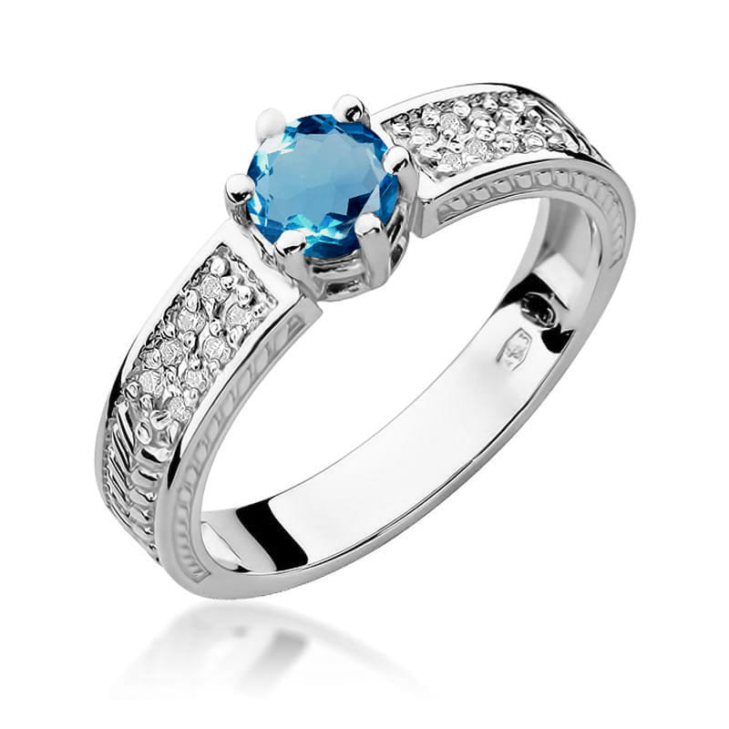 Inel Aur 14K cu Topaz London Blue 0.50 ct si Diamante Naturale 0.08 ct, imaginea 8 din 11