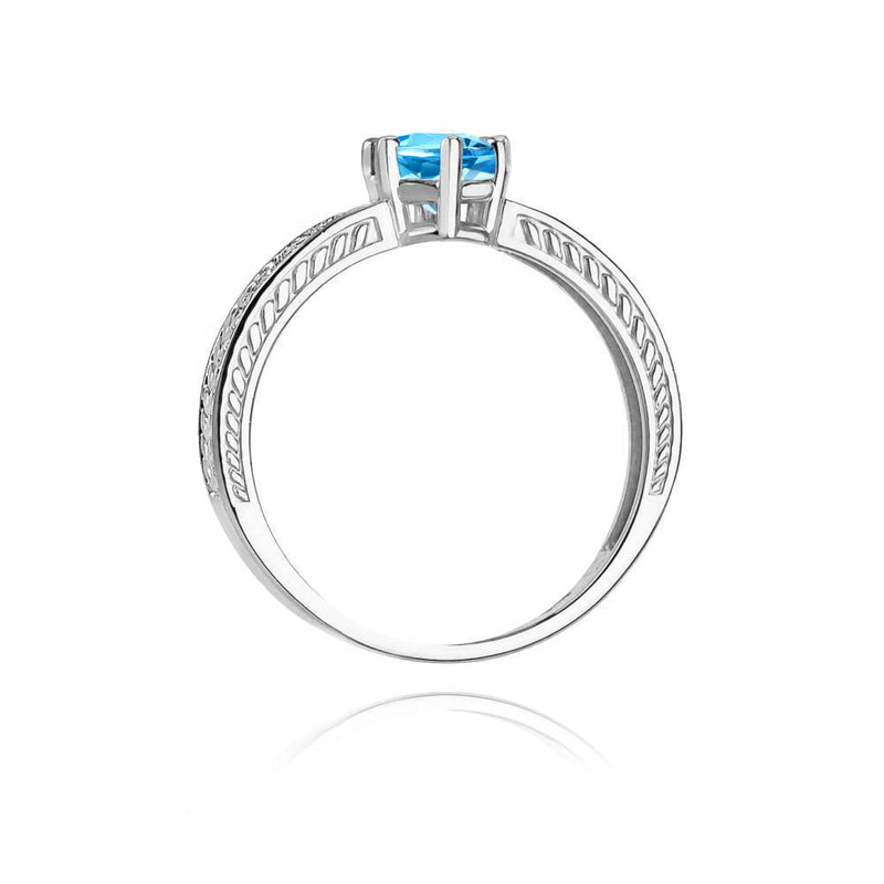 Inel Aur 14K cu Topaz London Blue 0.50 ct si Diamante Naturale 0.08 ct, imaginea 10 din 11