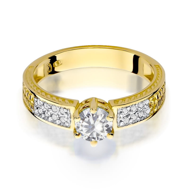 Inel Aur 14K cu White Sapphire 0.60 ct si Diamante Naturale 0.08 ct, imaginea 2 din 11
