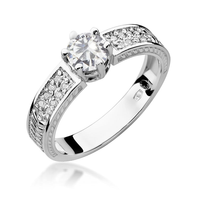 Inel Aur 14K cu White Sapphire 0.60 ct si Diamante Naturale 0.08 ct, imaginea 5 din 11