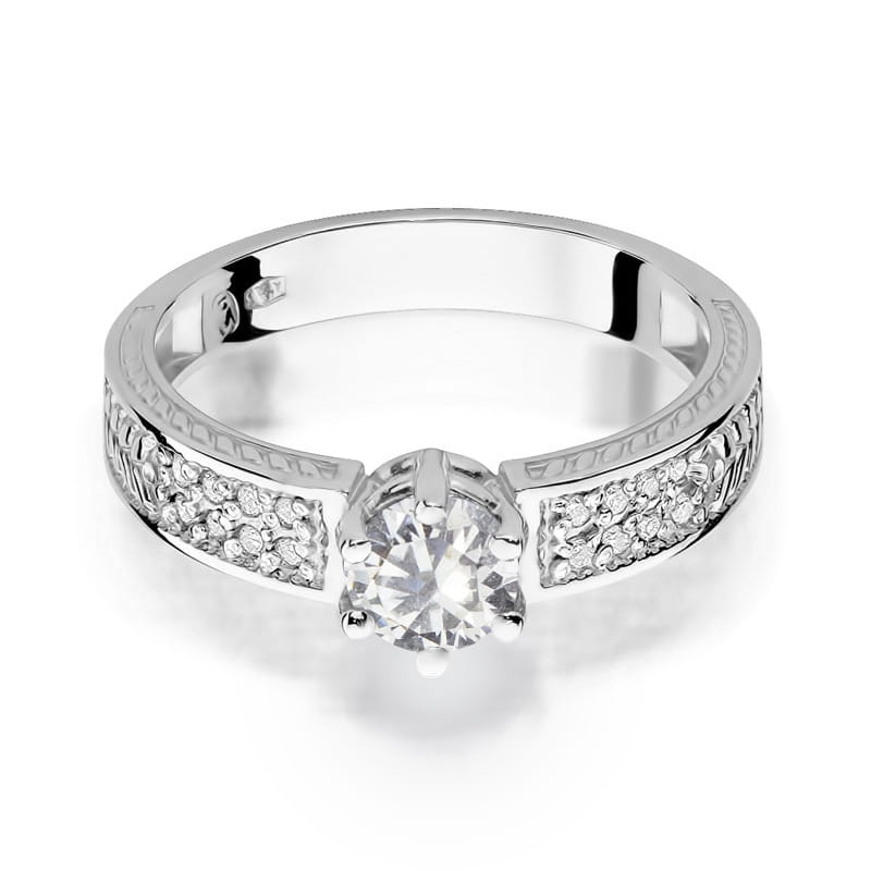 Inel Aur 14K cu White Sapphire 0.60 ct si Diamante Naturale 0.08 ct, imaginea 6 din 11