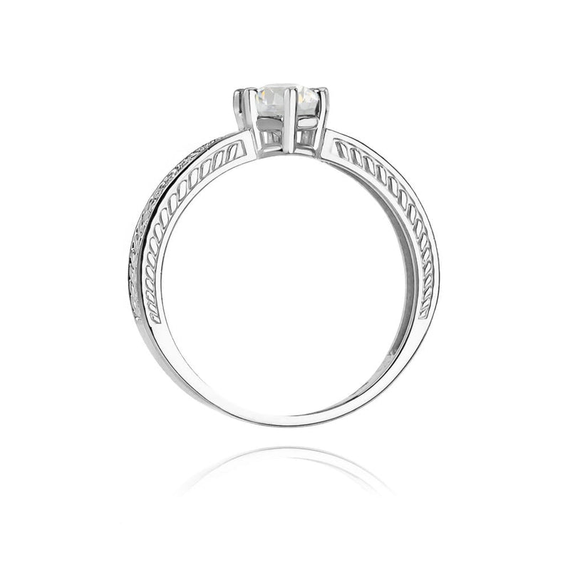 Inel Aur 14K cu White Sapphire 0.60 ct si Diamante Naturale 0.08 ct, imaginea 7 din 11