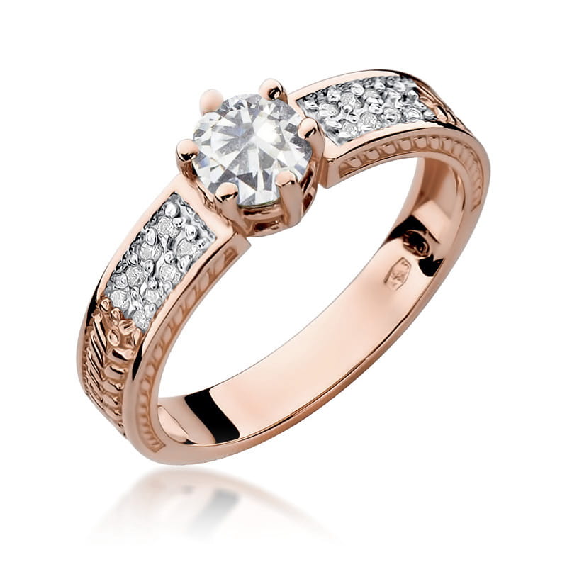Inel Aur 14K cu White Sapphire 0.60 ct si Diamante Naturale 0.08 ct, imaginea 9 din 11