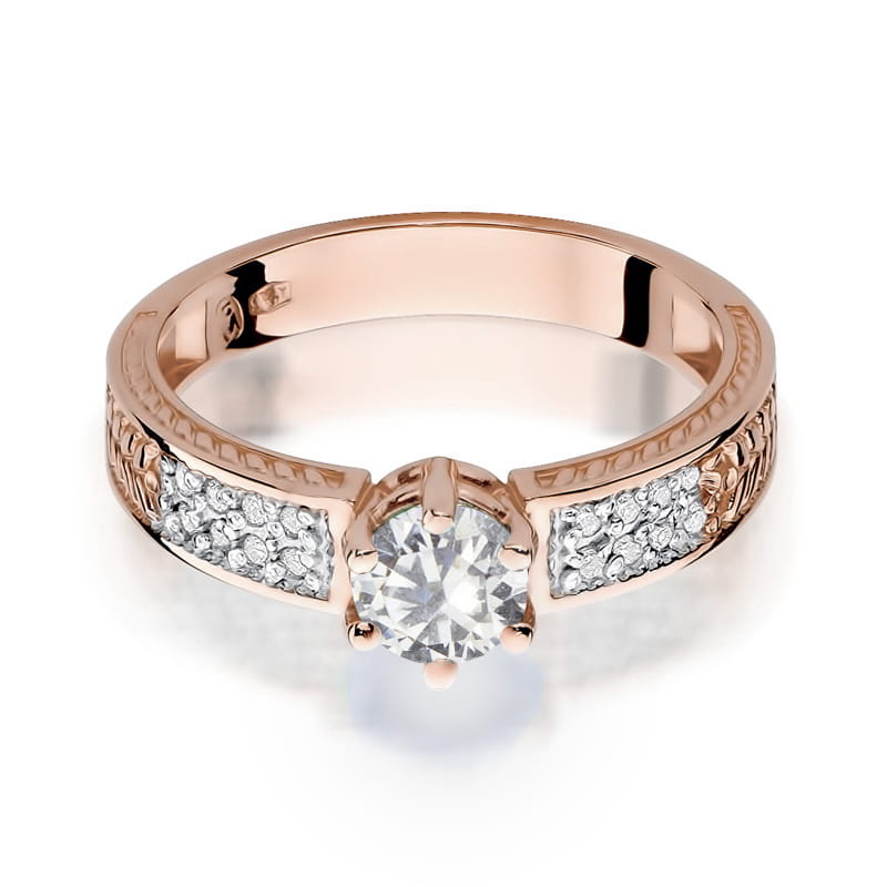 Inel Aur 14K cu White Sapphire 0.60 ct si Diamante Naturale 0.08 ct, imaginea 10 din 11