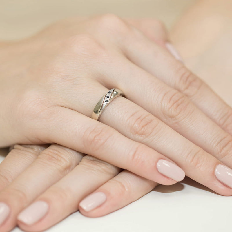 Inel Aur 14K cu Diamante Naturale Negre 0.01 ct, imaginea 8 din 12