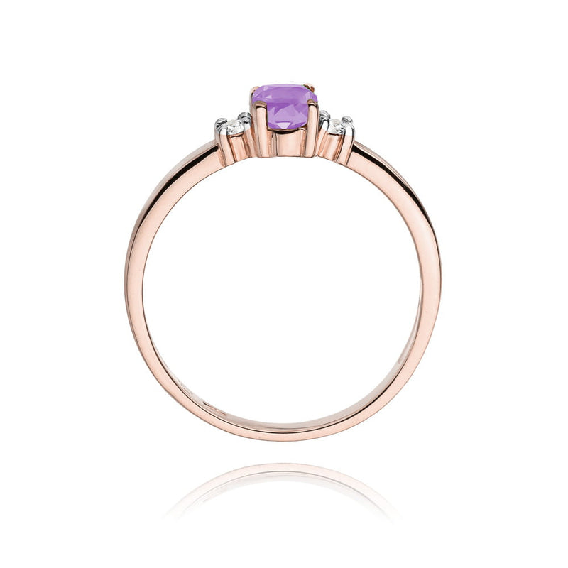 Inel Aur 14K cu Ametist 0.40 ct si Diamante Naturale 0.08 ct, imaginea 11 din 12