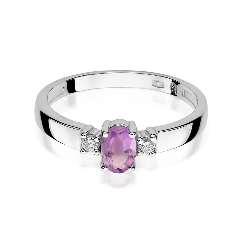 Inel Aur 14K cu Ametist 0.40 ct si Diamante Naturale 0.08 ct, imaginea 6 din 12
