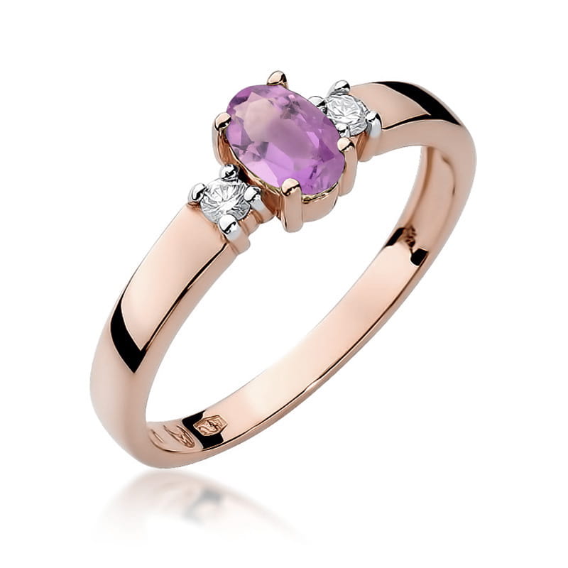 Inel Aur 14K cu Ametist 0.40 ct si Diamante Naturale 0.08 ct, imaginea 9 din 12