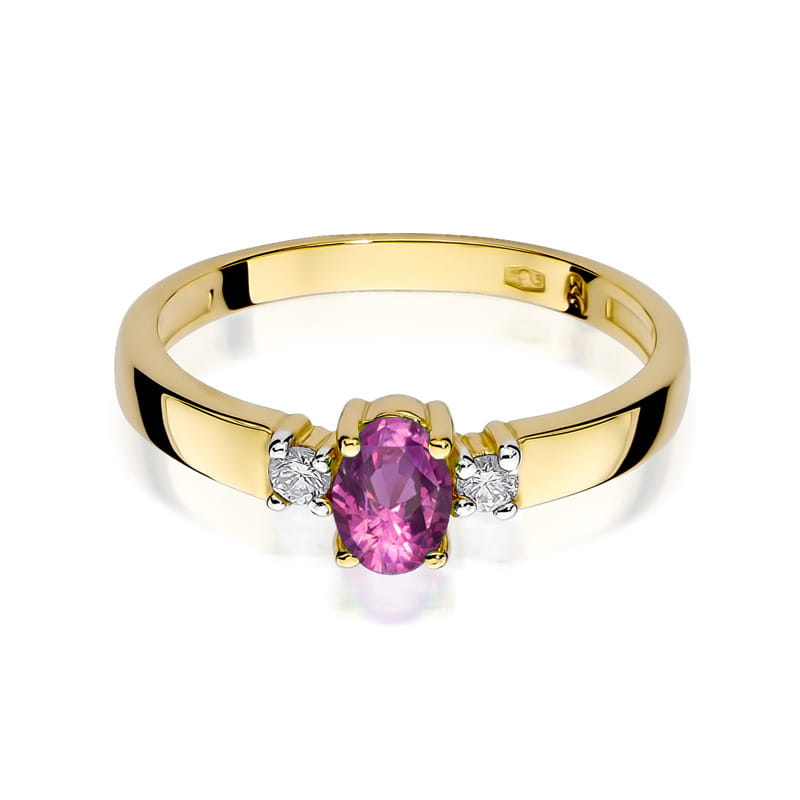 Inel Aur 14K cu Pink Sapphire 0.45 ct si Diamante Naturale 0.08 ct, imaginea 2 din 12