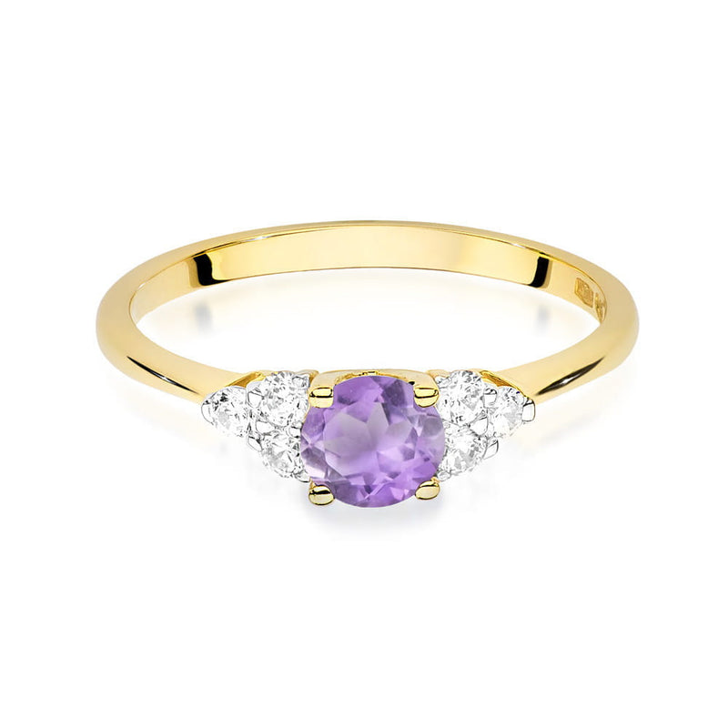Inel Aur 14K cu Ametist 0.50 ct si Diamante Naturale 0.18 ct, imaginea 2 din 12