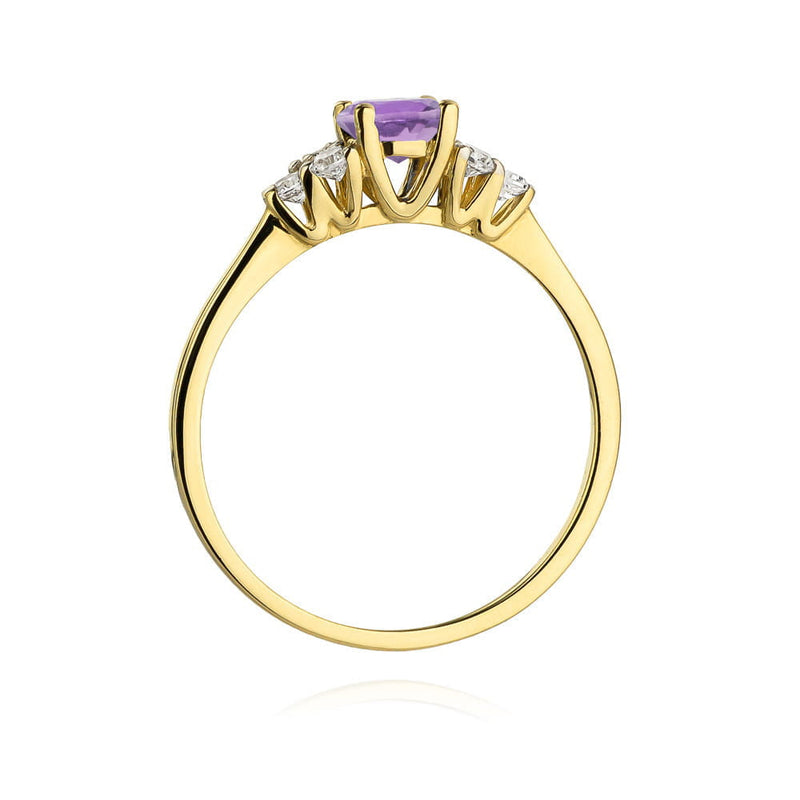 Inel Aur 14K cu Ametist 0.50 ct si Diamante Naturale 0.18 ct, imaginea 3 din 12