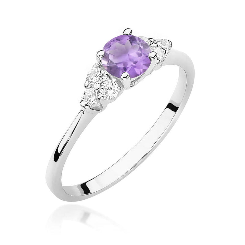 Inel Aur 14K cu Ametist 0.50 ct si Diamante Naturale 0.18 ct, imaginea 5 din 12