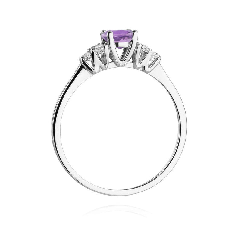 Inel Aur 14K cu Ametist 0.50 ct si Diamante Naturale 0.18 ct, imaginea 7 din 12