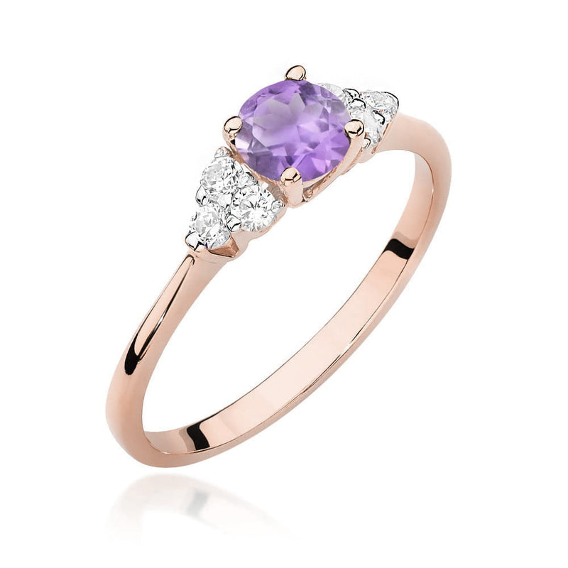 Inel Aur 14K cu Ametist 0.50 ct si Diamante Naturale 0.18 ct, imaginea 9 din 12