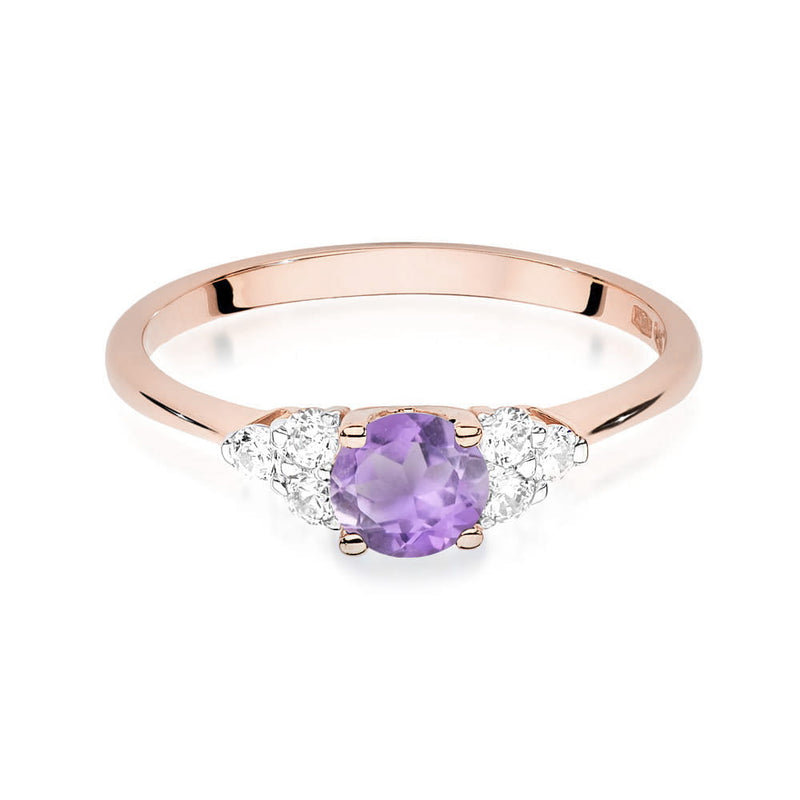 Inel Aur 14K cu Ametist 0.50 ct si Diamante Naturale 0.18 ct, imaginea 10 din 12