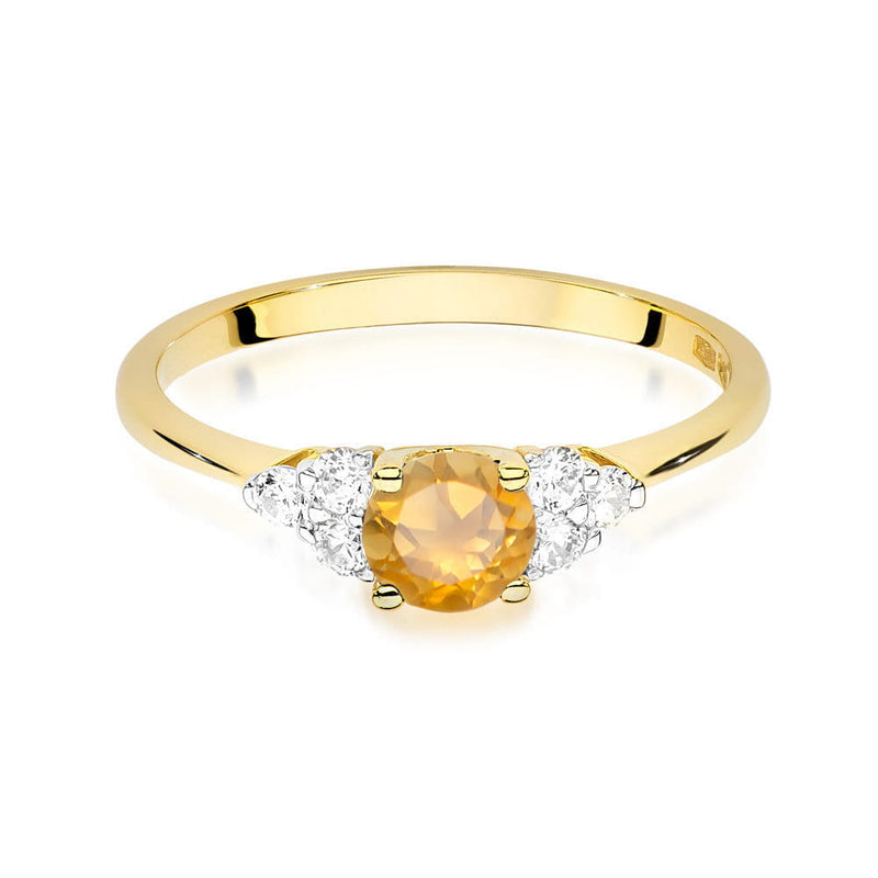 Inel Aur 14K cu Citrin 0.50 ct si Diamante Naturale 0.18 ct, imaginea 2 din 12