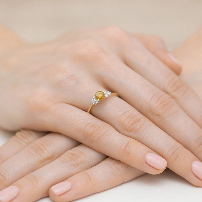Inel Aur 14K cu Citrin 0.50 ct si Diamante Naturale 0.18 ct, imaginea 4 din 12