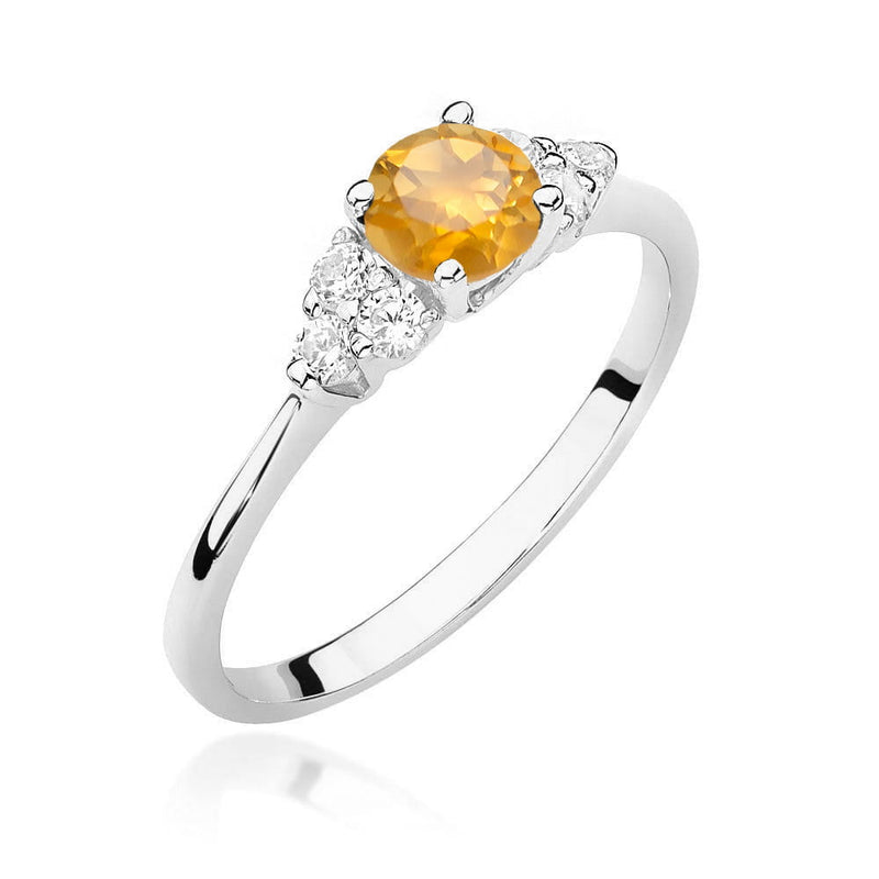 Inel Aur 14K cu Citrin 0.50 ct si Diamante Naturale 0.18 ct, imaginea 5 din 12