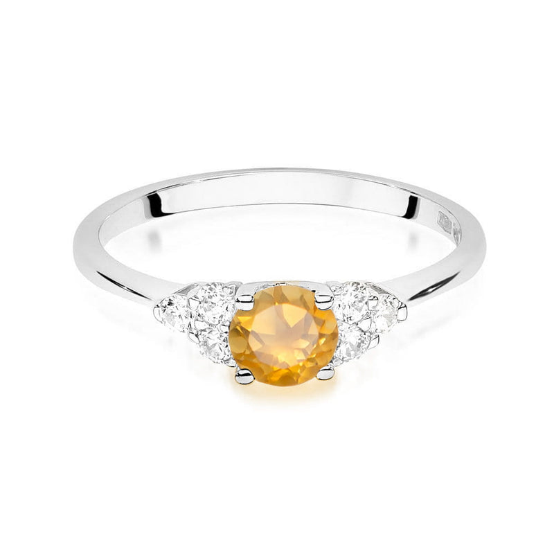 Inel Aur 14K cu Citrin 0.50 ct si Diamante Naturale 0.18 ct, imaginea 6 din 12