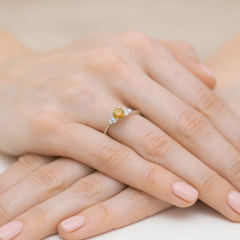 Inel Aur 14K cu Citrin 0.50 ct si Diamante Naturale 0.18 ct, imaginea 8 din 12