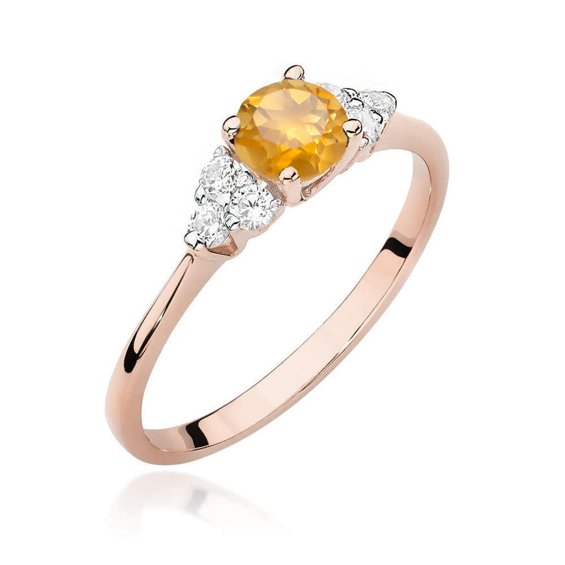 Inel Aur 14K cu Citrin 0.50 ct si Diamante Naturale 0.18 ct, imaginea 9 din 12