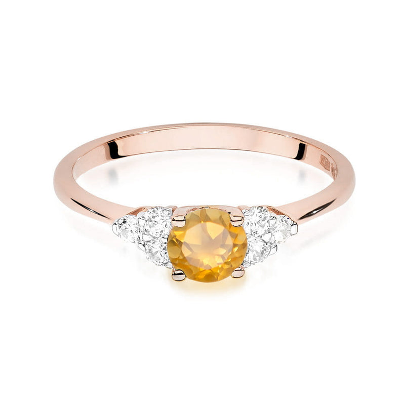 Inel Aur 14K cu Citrin 0.50 ct si Diamante Naturale 0.18 ct, imaginea 10 din 12