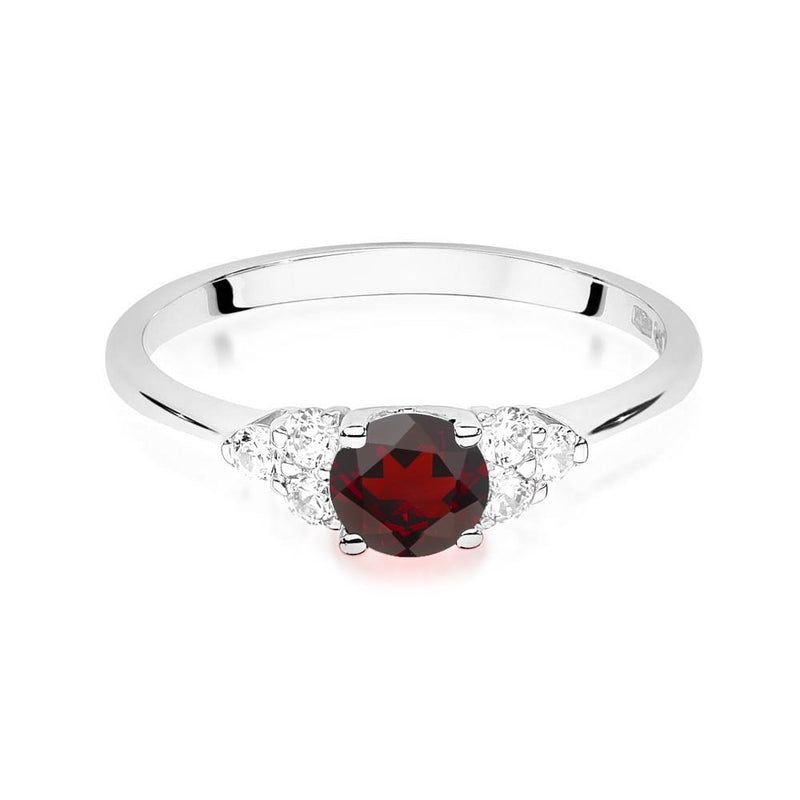 Inel Aur 14K cu Granat 0.60 ct si Diamante Naturale 0.18 ct, imaginea 2 din 11