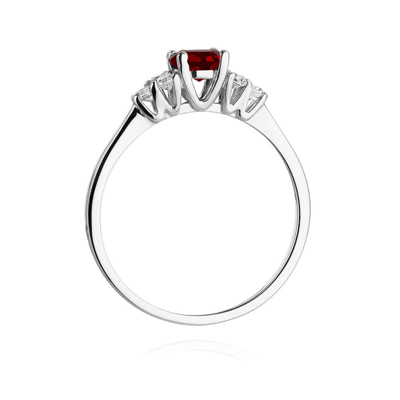 Inel Aur 14K cu Granat 0.60 ct si Diamante Naturale 0.18 ct, imaginea 3 din 11