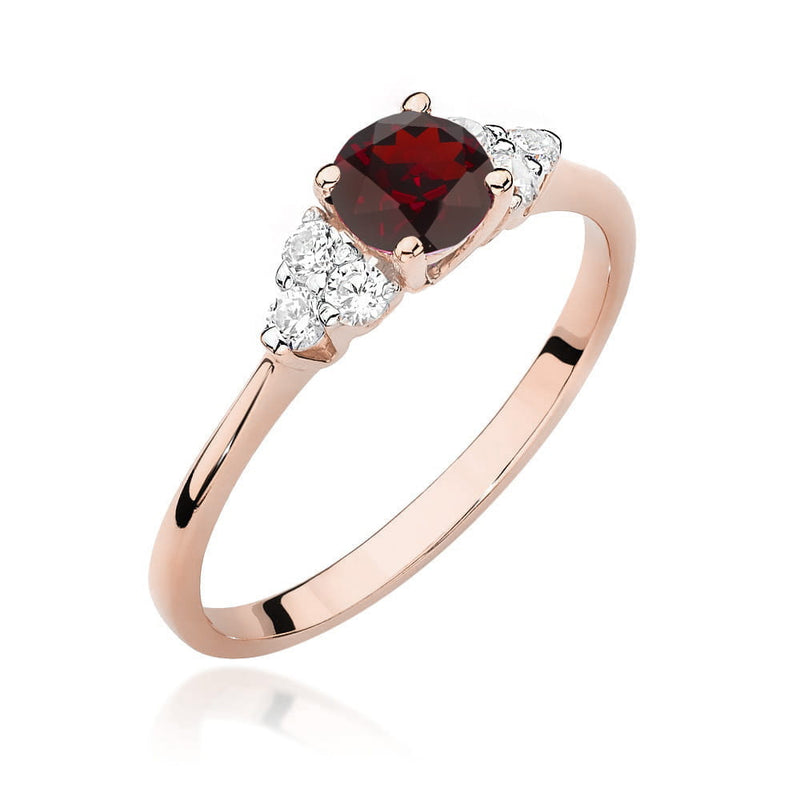 Inel Aur 14K cu Granat 0.60 ct si Diamante Naturale 0.18 ct, imaginea 4 din 11