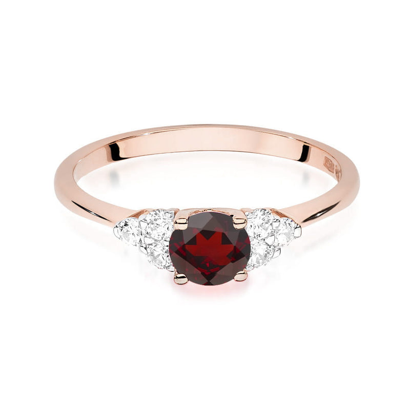 Inel Aur 14K cu Granat 0.60 ct si Diamante Naturale 0.18 ct, imaginea 5 din 11
