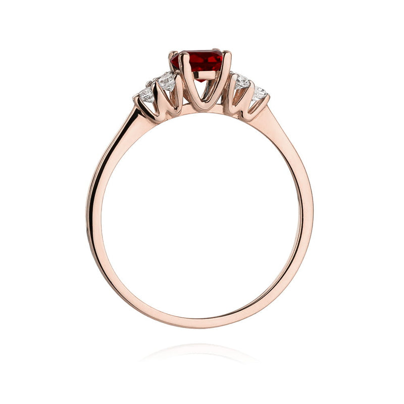 Inel Aur 14K cu Granat 0.60 ct si Diamante Naturale 0.18 ct, imaginea 6 din 11