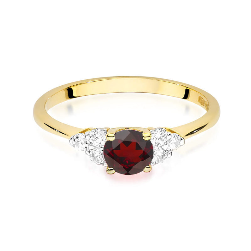 Inel Aur 14K cu Granat 0.60 ct si Diamante Naturale 0.18 ct, imaginea 9 din 11