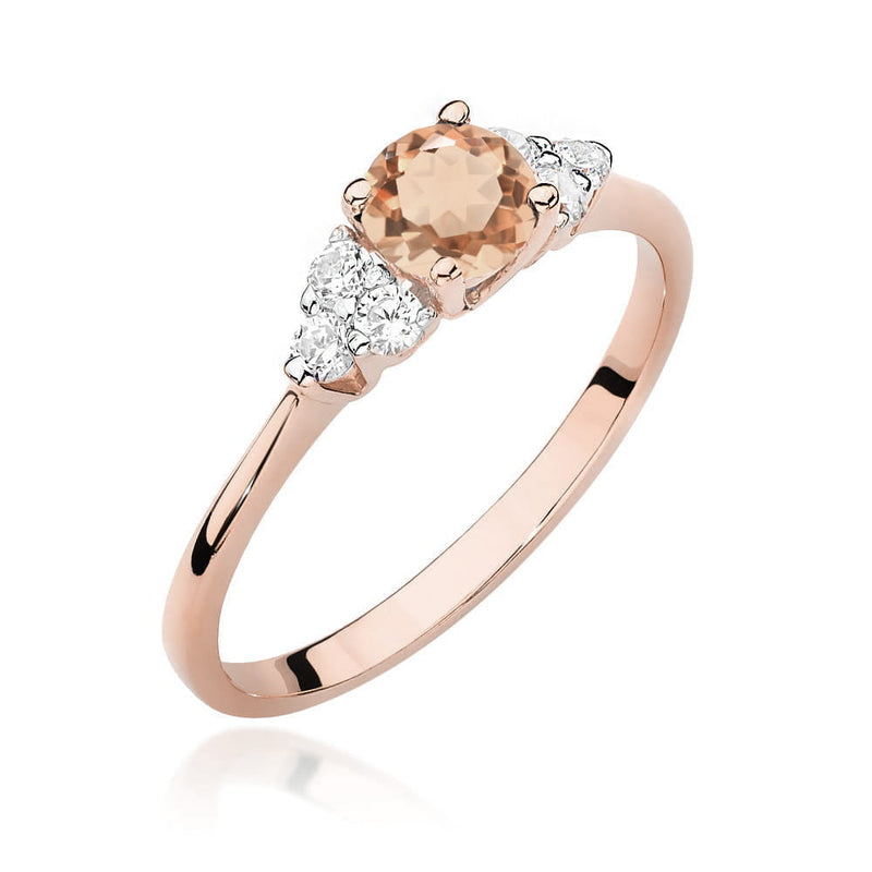 Inel Aur 14K cu Morganit 0.40 ct si Diamante Naturale 0.18 ct, imaginea 9 din 11