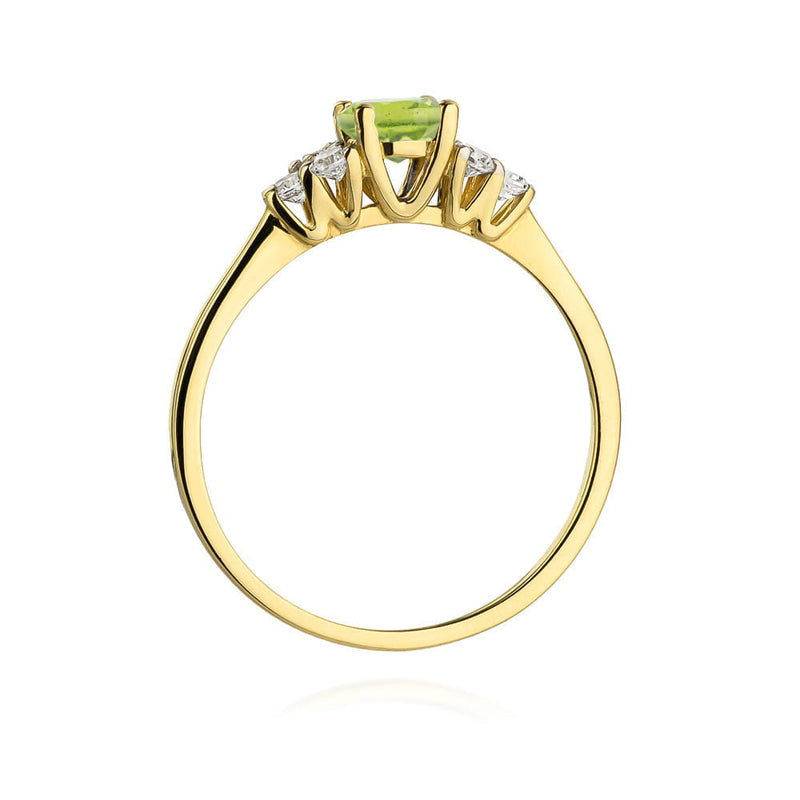 Inel Aur 14K cu Peridot 0.60 ct si Diamante Naturale 0.18 ct, imaginea 3 din 10