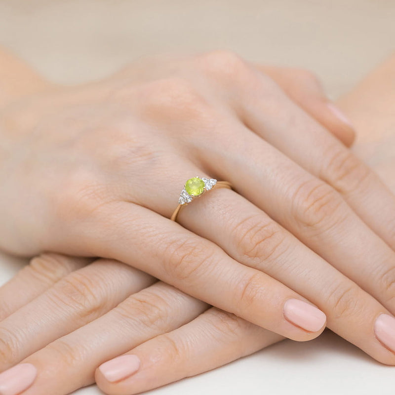 Inel Aur 14K cu Peridot 0.60 ct si Diamante Naturale 0.18 ct, imaginea 4 din 10
